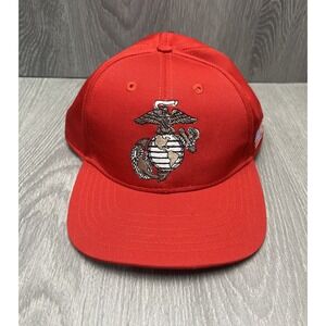 U.S. Marine Corps USMC EGA Red Baseball Cap Hat One Size Fits All Made in USA